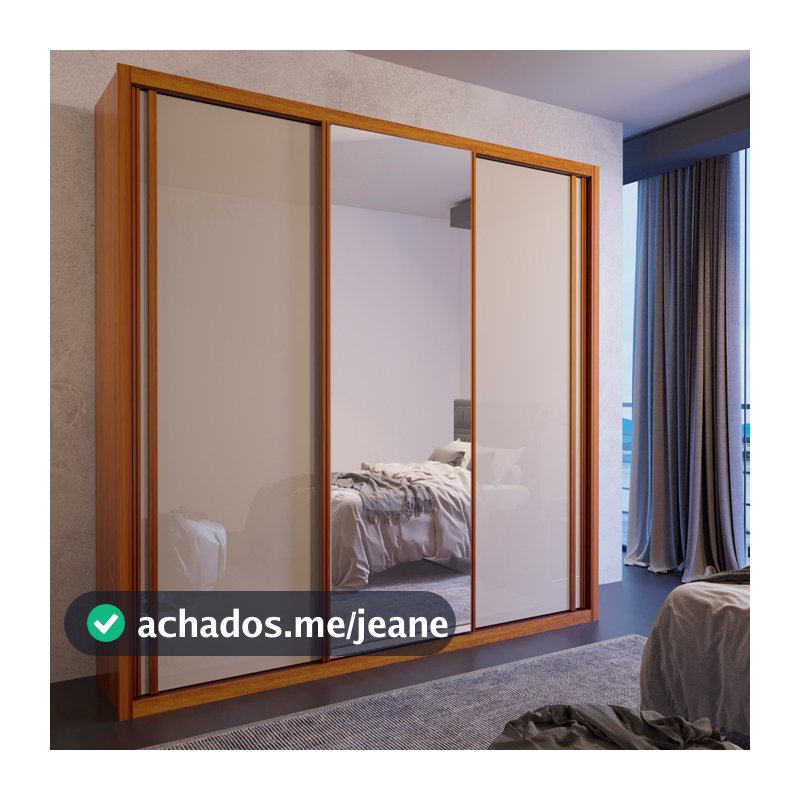 Guarda Roupa Casal 100% MDF Torino C/ Espelho Bom Pastor