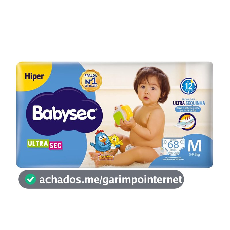 Fralda Descartável Babysec Galinha Pintadinha Ultrasec M Com 68 Unidades