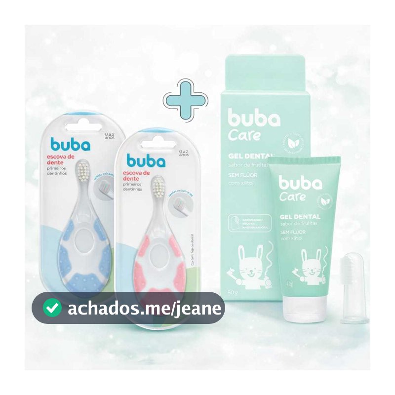 Kit Buba Care Bebê Escova de Dente + Gel Dental com Xilitol