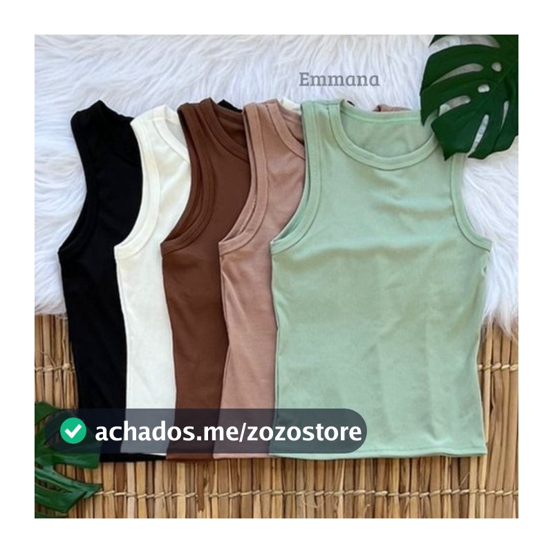 Kit 5 Regata Canelada Feminina Lisa Blusa Básica Camiseta Casual