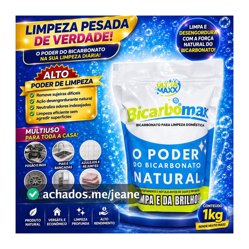 BICARBONATO DE SÓDIO ORIGINAL 100% PURO 1KG MULTIUSO BICARBOMAX