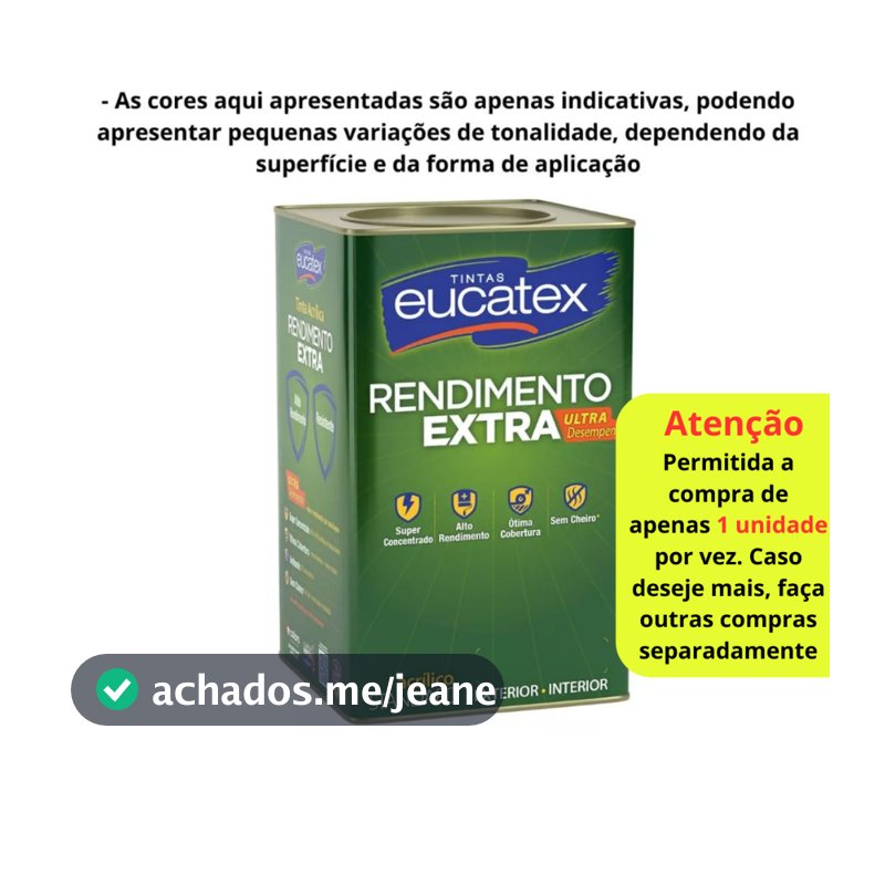 Tinta Exterior Eucatex Rendimento Extra Acrílica 18l Cores