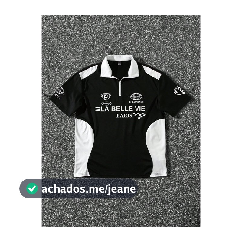 Camisa Polo masculina Manfinity EMRG com costura de cor sólida e zíper frontal com estampa de letras