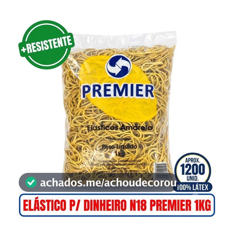 Elástico De Látex Borracha Para Dinheiro Nº 18 Pacote 1kg (1.200 U) Amarelo / Amarelinho Atilho