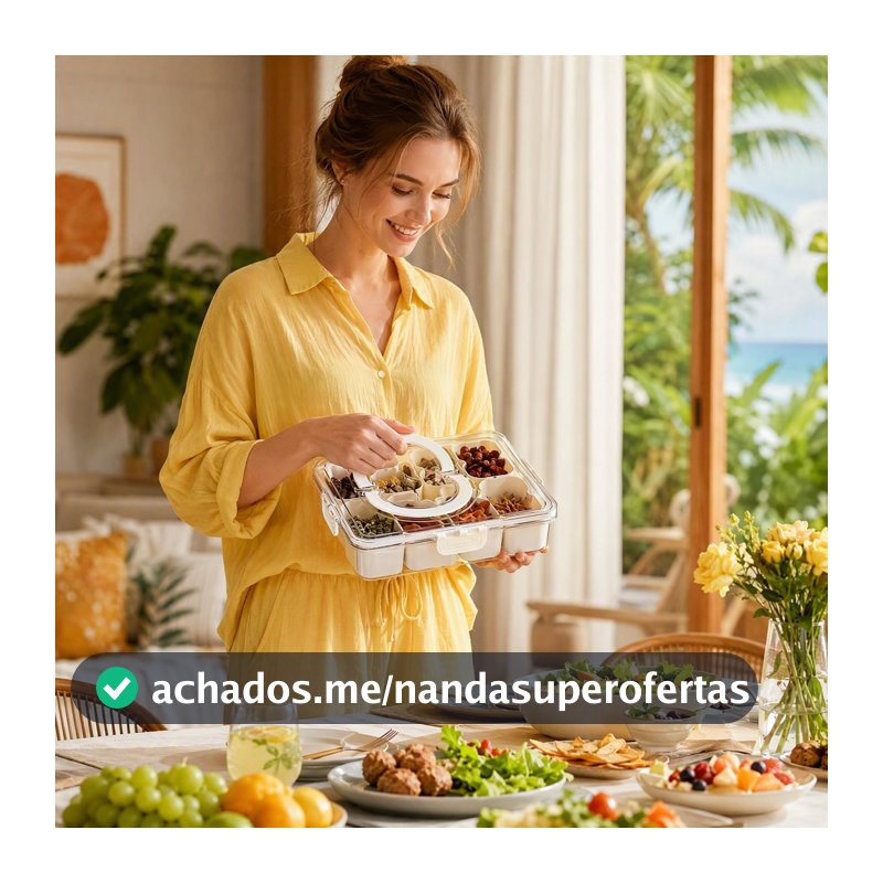 Caixa Organizadora de Alimentos Transparente Geladeira Empilhável Multiuso com Divisórias