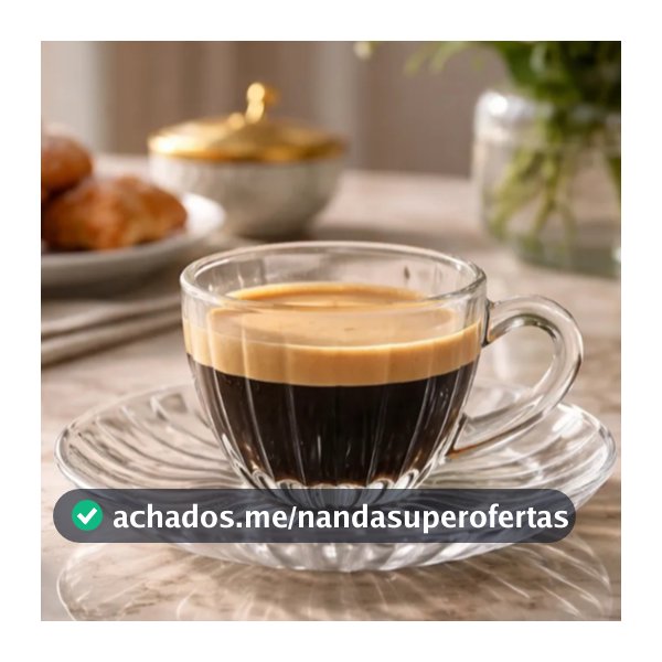 Jogo 6 Xícaras Com Pires Cristal Coração Siena 90ml Café Chá Lehavi