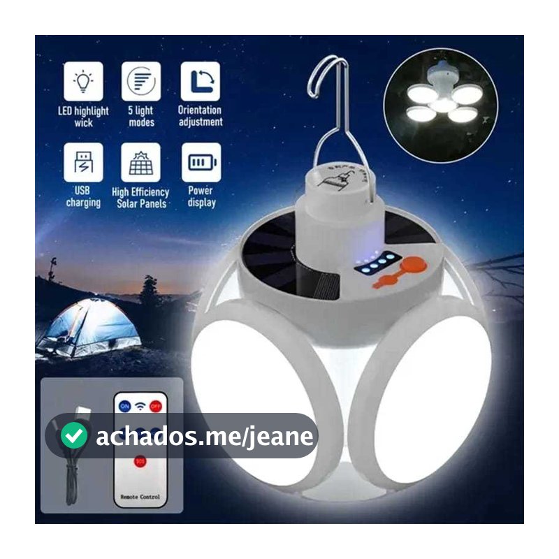 Iluminaria De Emergencia Recarregável Camping Lâmpada Portátil Com Gancho De Suspensão Solar Pesca luz MT197 (9)