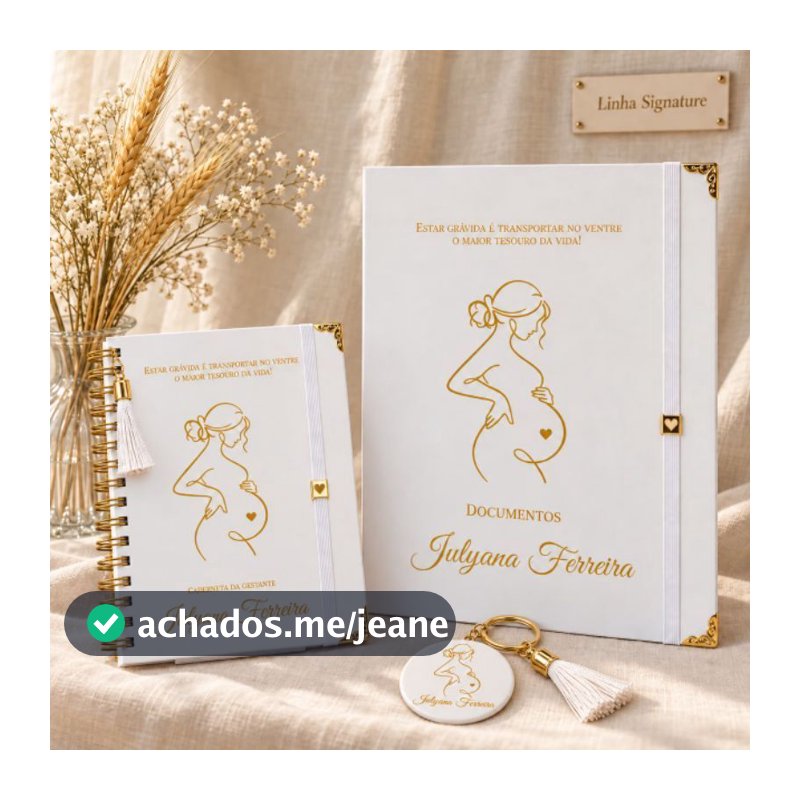 Kit Gestante Personalizado Caderneta da Gestante + Pasta Catálogo A4 para Exames e Documentos