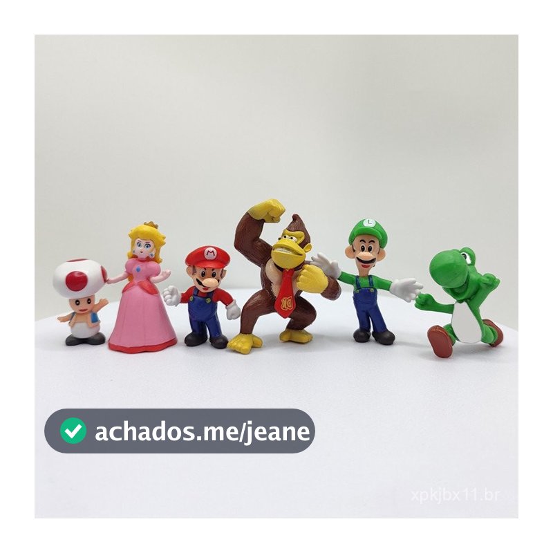 6pcs/conjunto Super Luigi Bros Figuras de Anime Boneco Yoshi Donkey Kong Cogumelo Brinquedos de Aniversário para Criança