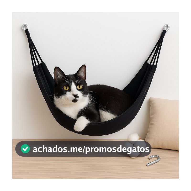 Rede de Descanso para Gatos e Pets Pequenos | Algodão Lavável e Portátil - Preto