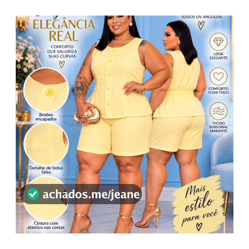 Conjunto Feminino Plus Size Colete e Short em Tecido Sensorial Marante – Elegância, Conforto e Caimento Perfeito