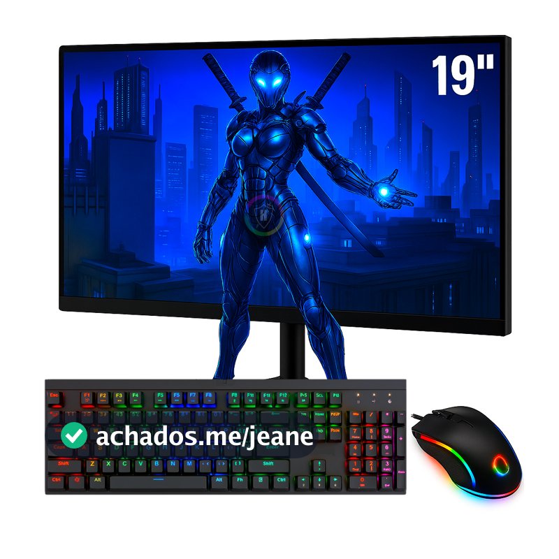 Kit Monitor Gamer 19" 20" HD Windscreen + Mouse e Teclado Gamer Led RGB