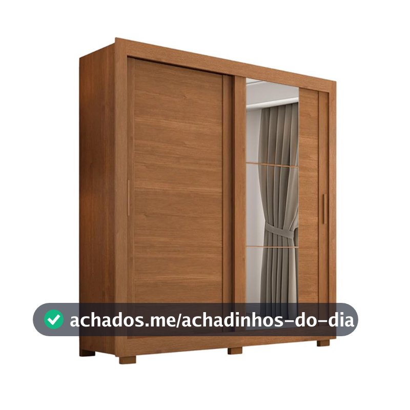 Guarda Roupas Casal com Espelho 2 Portas de Correr 4 Gavetas Siena