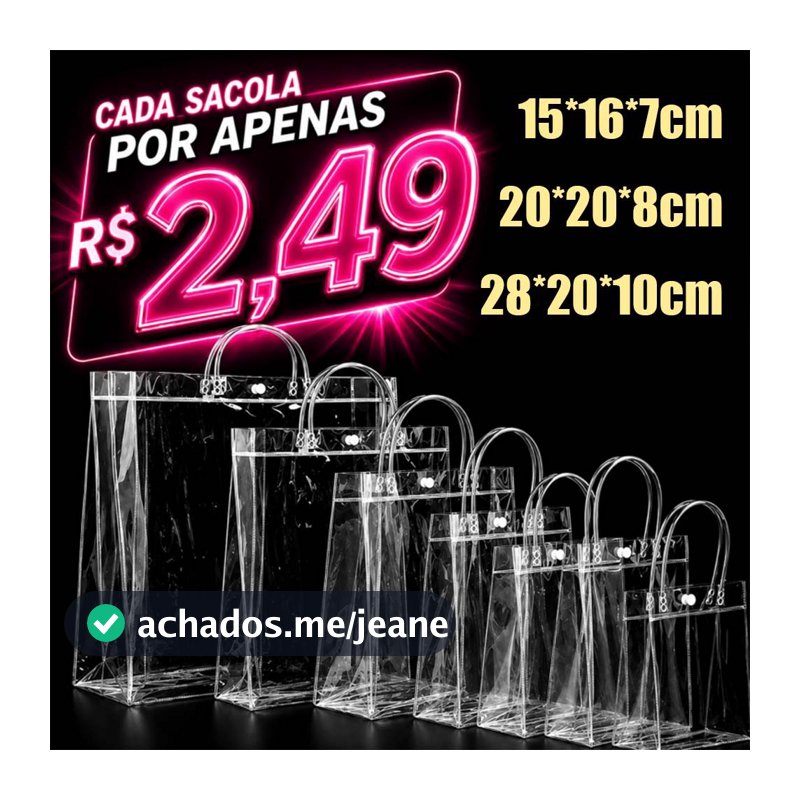 20/30/40/50 Sacos de Presente PVC Transparente com Alças Reutilizáveis para Dia dos Namorados Festa Junina Aniversário