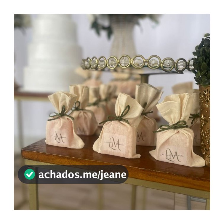 Lembrancinha Sabonete Quadrado 65g no Saquinho de Algodão Personalizado