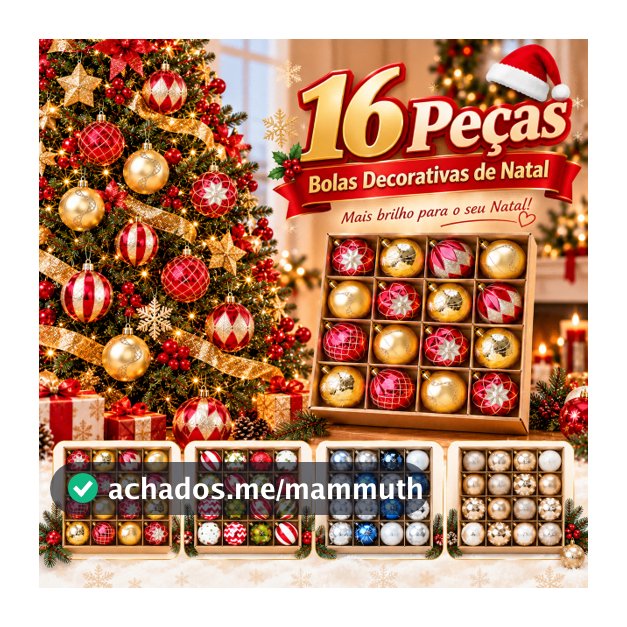 Kit 16 Bolas de Natal Enfeites para Árvore Natalina Decoração Luxo Pisca Pisca Bolinha Loja Casa