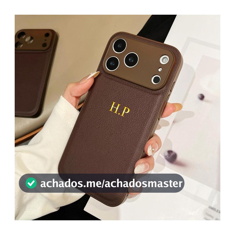 Capa De Couro Falso Clássica De Luxo Personalizada Para iPhone 18 17 16 15 14 13 12 11 Pro Max Iniciais Personalizadas N