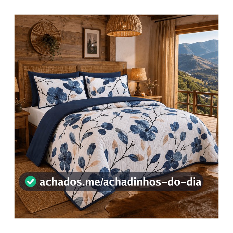Kit Colcha Casal Queen Cobre Leito 3 Peças Dupla Face Micropercal 400 Fios Toque Suave 2,20m x 2,40m