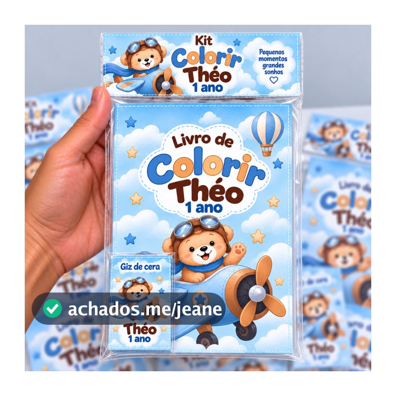 Kit Livro de Colorir Personalizado Qualquer Tema Lembrancinha Aniversário Infantil | Nome e Idade | Livro + Mini Giz