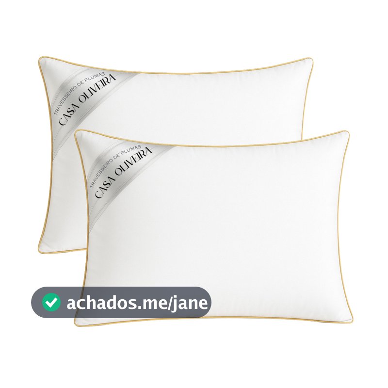 Kit 2 Travesseiro Pluma De Ganso 100% Algodão 300 Fios Antialérgico Hotel 5 Estrelas Macio 70x50cm