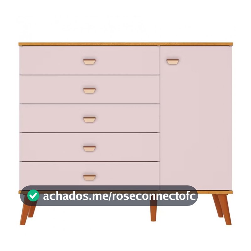 Cômoda Infantil Bartira Ternura com 5 Gavetas e 1 Porta