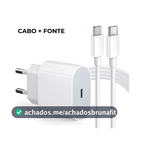 Carregador iPhone Turbo Tipo-C 20W + Cabo Lightining para IPhone Carga rápida