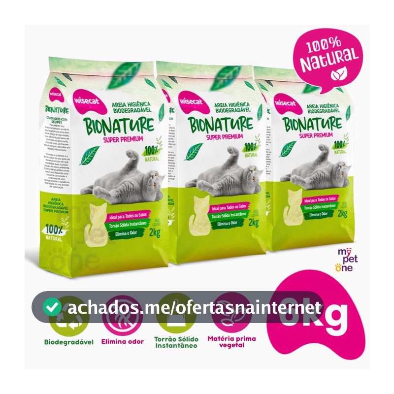 Areia Biodegradável Para Gatos Bionature Grossa Verde - 2Kg