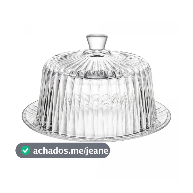 QUEIJEIRA DE VIDRO PORTA QUEIJO CANELADA ELEGANZA 20cm