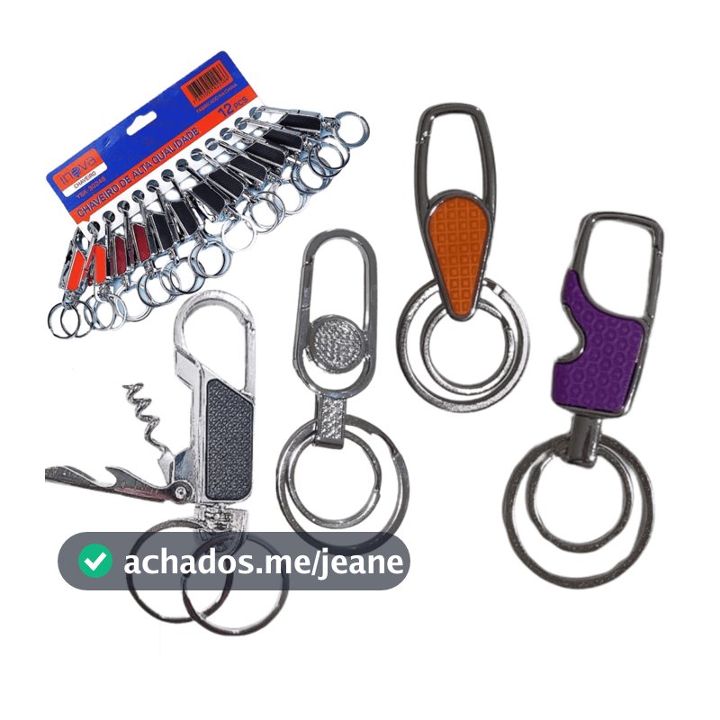 12 chaveiros de metal argola dupla resistente organizador de chaves