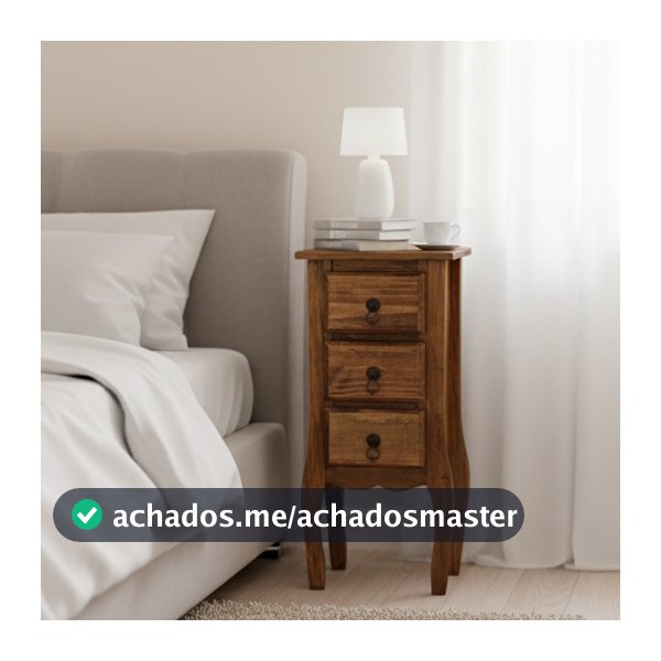 Criado Rústico 3 Gavetas Estreito Madeira Pinus Decoração Quarto Casa
