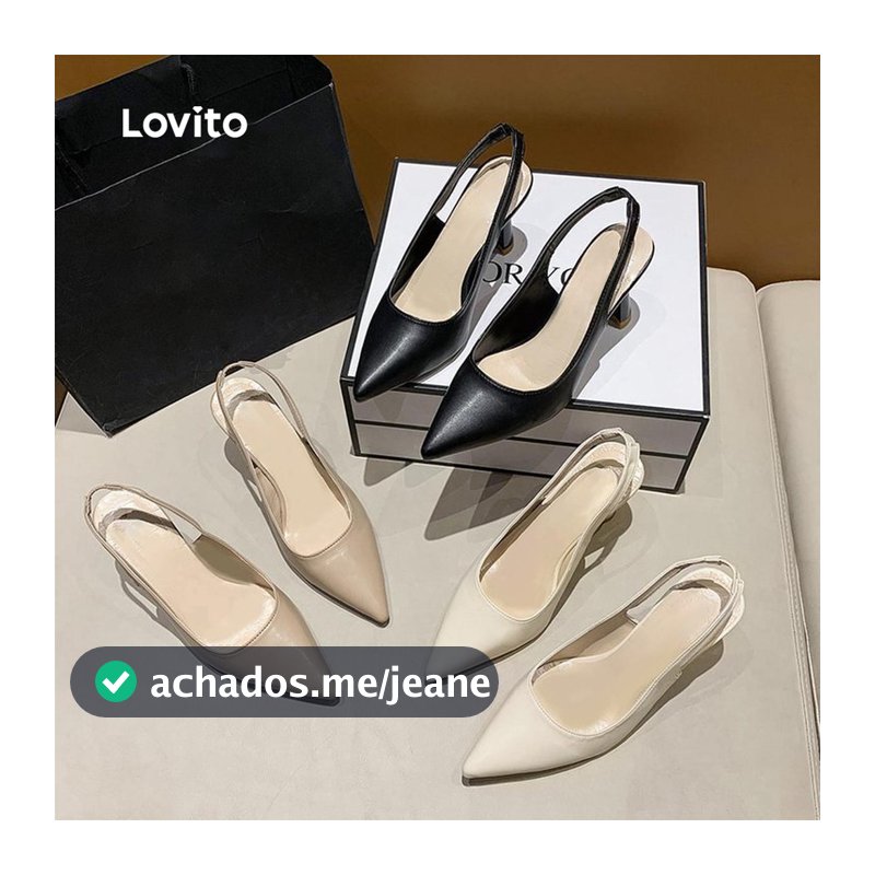 Lovito Sapato de Salto Feminino Estilo Coreano Elegante e Liso – Ideal para Trabalho, Escritório, Festas ou Casamentos (Modelo LFA46166)