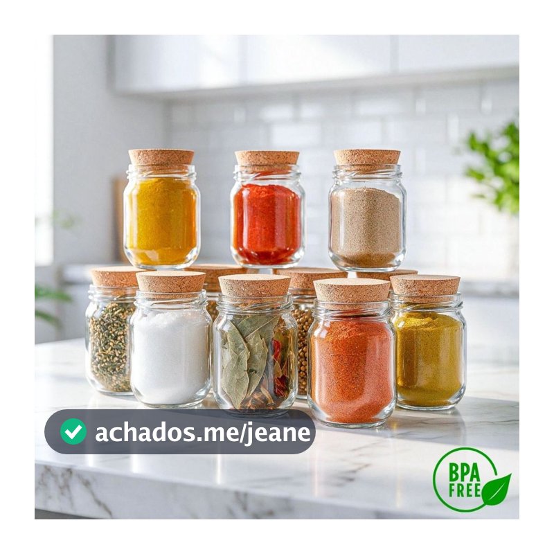 200ML Kit 10 Potes Para Alimentos Com Tampa Cortiça Potes Vidro Potes Pote De Vidro Selado