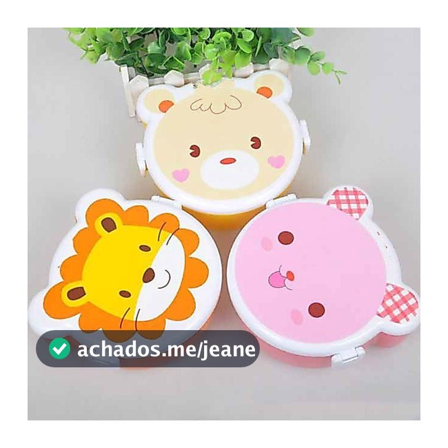 Marmita infantil ZooKids com formato e estampa de animais fofos travas e talheres