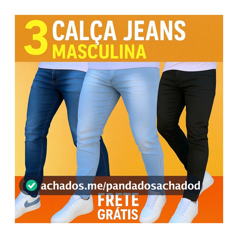 kit calças jeans masculina com lycra skinny confortavel para o dia dia  Original promoção