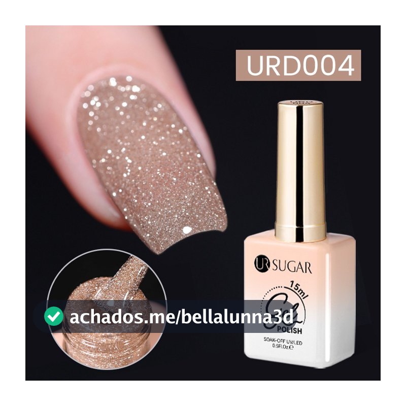 UR SUGAR 15ml Champanhe Ouro Tira Reflexiva Glitter Gel Unha Polonês Verniz Semi Permanente Embeber Fora UV Para Manicu