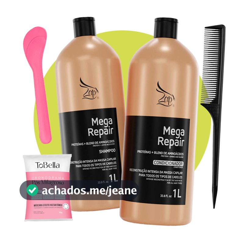 Zap Mega Repair Kit Shampoo + Condicionador 1L + brindes