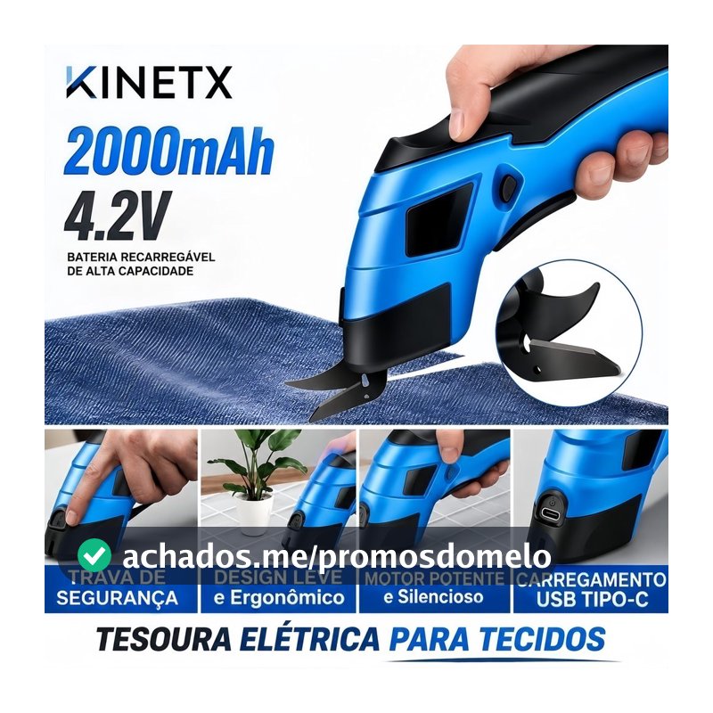 Tesoura Elétrica Para Tecidos Usb Recarregável USB-C Corte Rápido e Preciso Tecido EVA Papelão