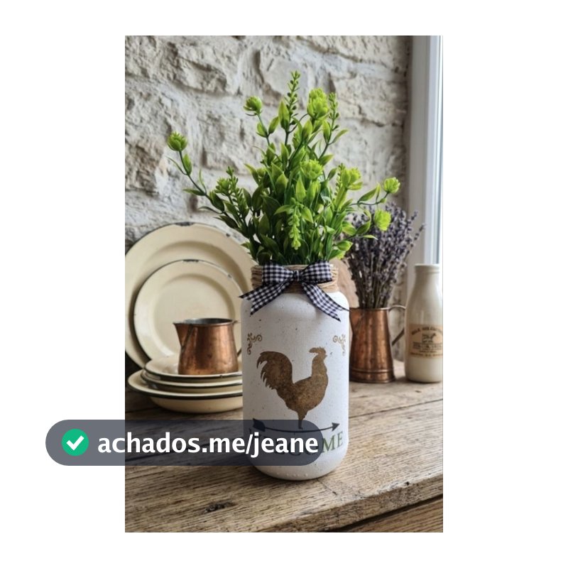 Vaso Decorativo de Vidro Artesanal Rústico Farmhouse