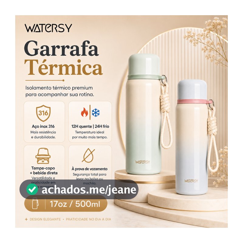 Watersy Garrafa térmica de aço inoxidável 316 Copo Térmico Com Tampa Pop-up garrafa 500ml Quente e Frio copo térmico