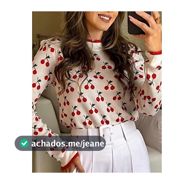 Blusa de frio delicada com estampa em cerejinhas
