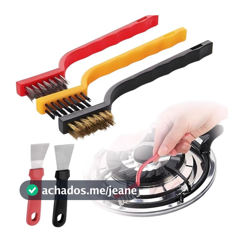Kit Escova De Limpeza Aço Metal Nylon Multiuso + duas espátulas