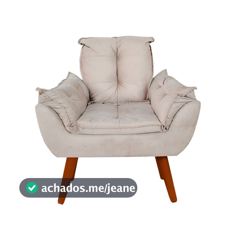 Poltrona Cadeira Opala Suede Cores Pés Palito Sala Quarto Recepção Escritório