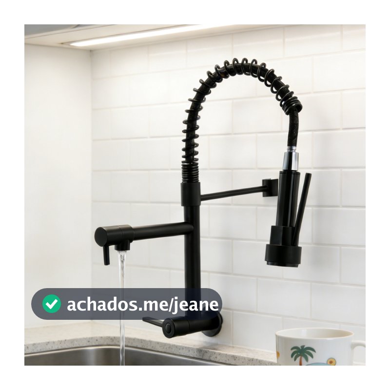 Torneira De Cozinha De Luxo Com Mangueira De Água Flexível Montada Na Parte Superior E 360 ° Pistola Removível Ajustável