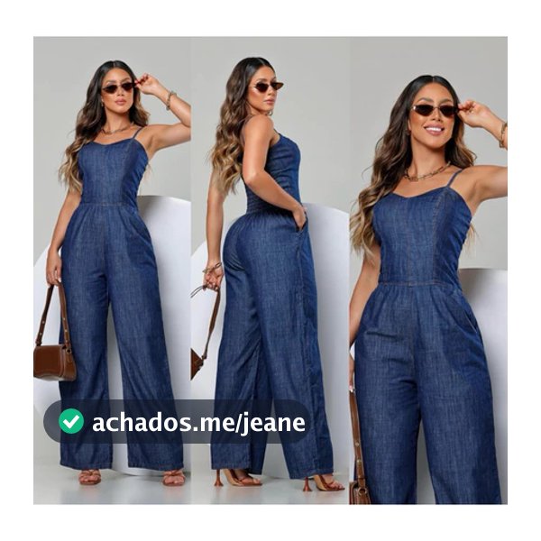 Macacão Feminino Jeans Pantalona Alça Regulável Moda Casaul P ao GG PROMOÇÃO LANÇAMENTO!