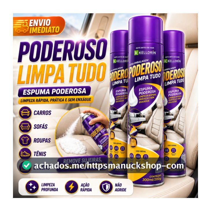 Kit Espuma Limpa Tudo 300ml Para Sofá Tênis Banco Carro Couro Tapete Estofado Multiuso