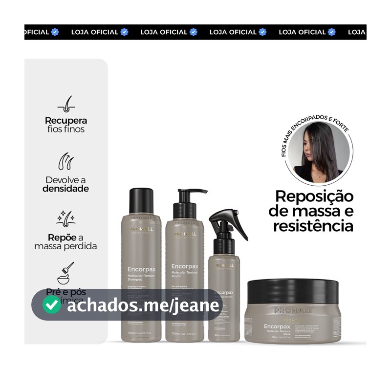 Kit Encorpax Engrossa fios Cronograma Capilar para Reposição de Massa Prohall