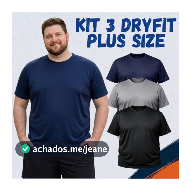 Kit 3 Camisetas Masculina Dryfit Plus Size Básica Confortável Premium para Academia lisa Trabalho Casual