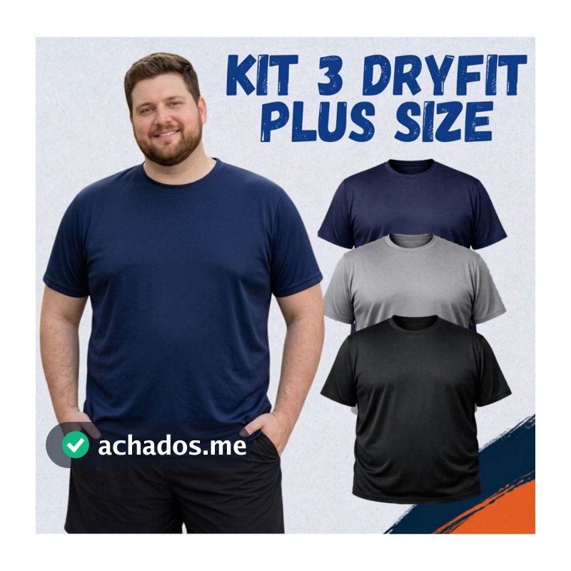 Kit 3 Camisetas Masculina Dryfit Plus Size Básica Confortável Premium para Academia lisa Trabalho Casual