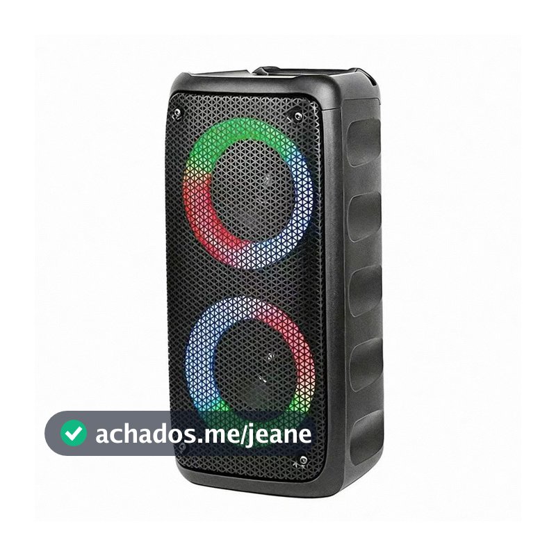 Caixa de Som Bluetooth Portátil Potente PMPO 2000w LED RGB USB FM IPX6 para Festas