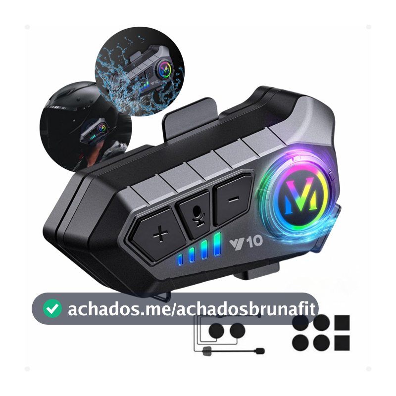 Fone De Ouvido Para Capacete Sem Fio Bluetooth Rgb